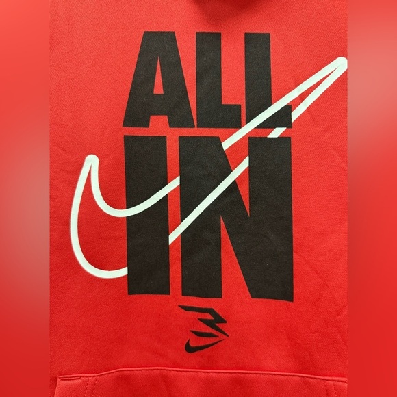 Nike Red Hoodie with graphic Sweat Shirt Medium Dri Fit Front Pocket 0084 - Picture 6 of 8